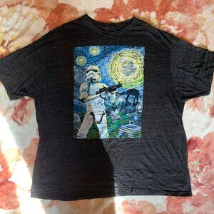 Star Wars Stormtrooper Starry Night Van Gogh Men's 2XL Gray Short Sleeve T Shirt